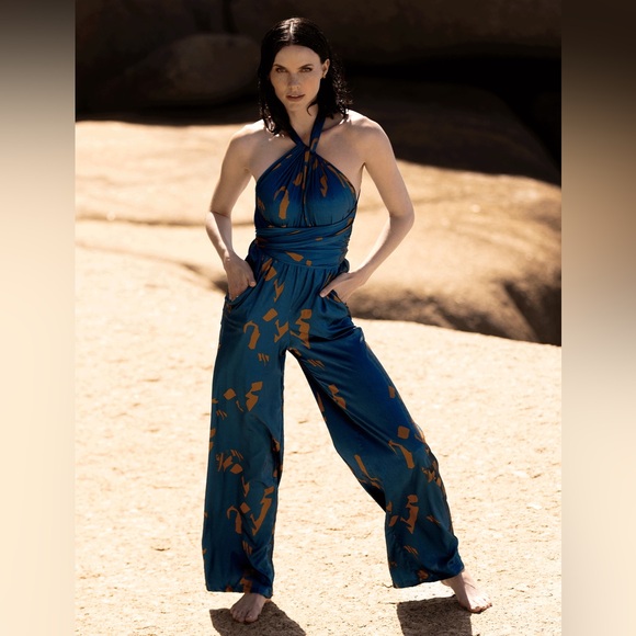 Diarrablu Teal and Brown Patterned Jumpsuit - Picture 5 of 5